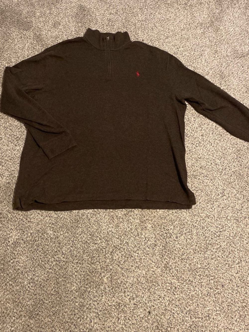 Polo Ralph Lauren Estate Rib Dark Brown Quarter-Zip Sweater with Red Pony